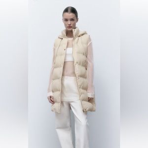 Zara Hooded Padded Puffer Long Vest